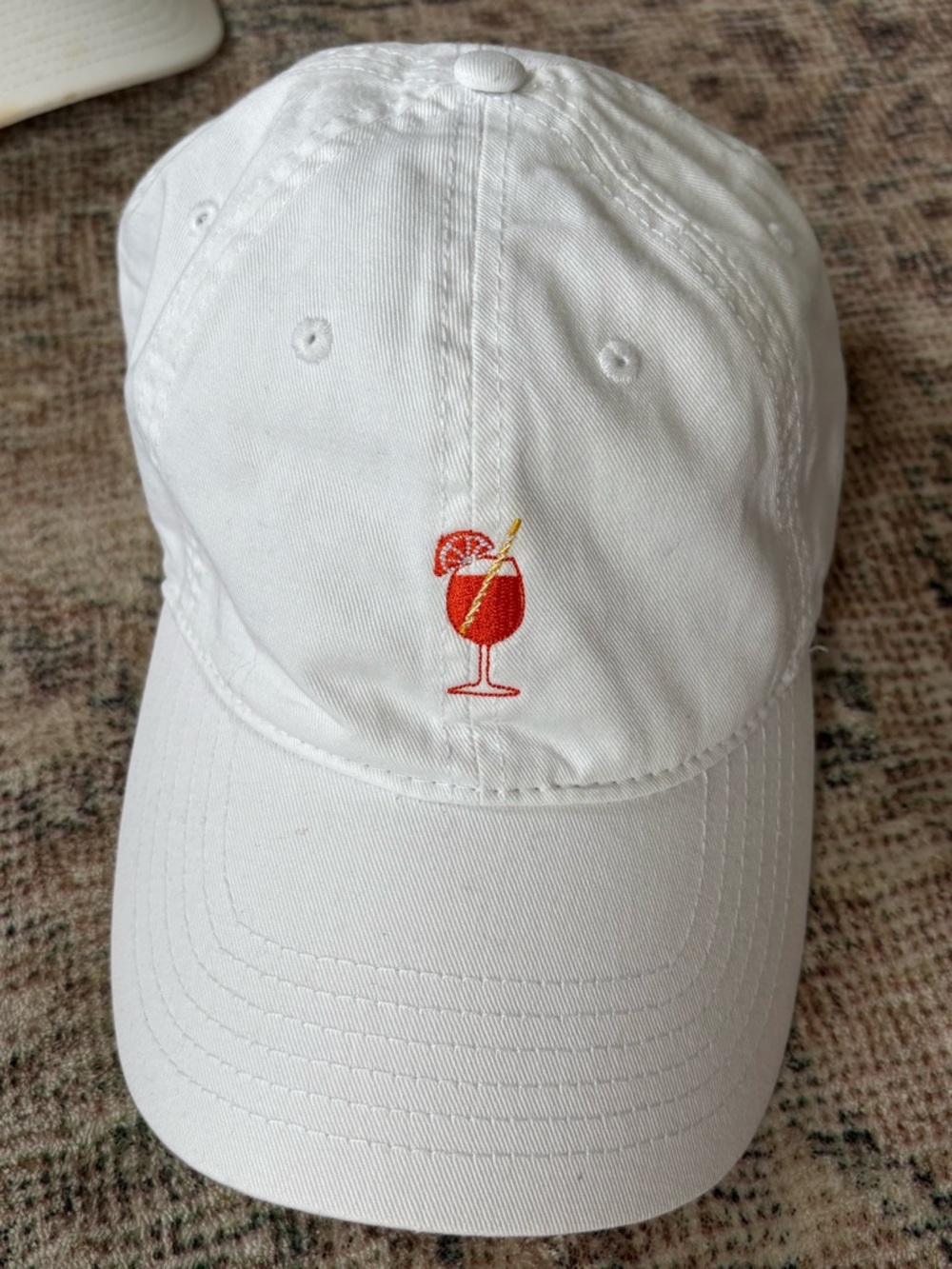 White Baseball Cap with Aperol Spritz Embroidery